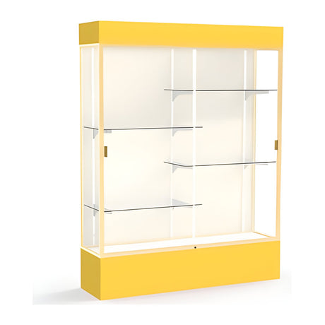 Spirit Goldenrod Display Case (Lighted), Plaque Fabric Back w/ Champagne aluminum frame finish, 80"H x 60"W x 16"D