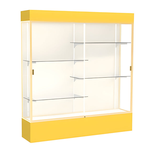 Spirit Goldenrod Display Case (Lighted), Plaque Fabric Back w/ Champagne aluminum frame finish, 80"H x 72"W x 16"D
