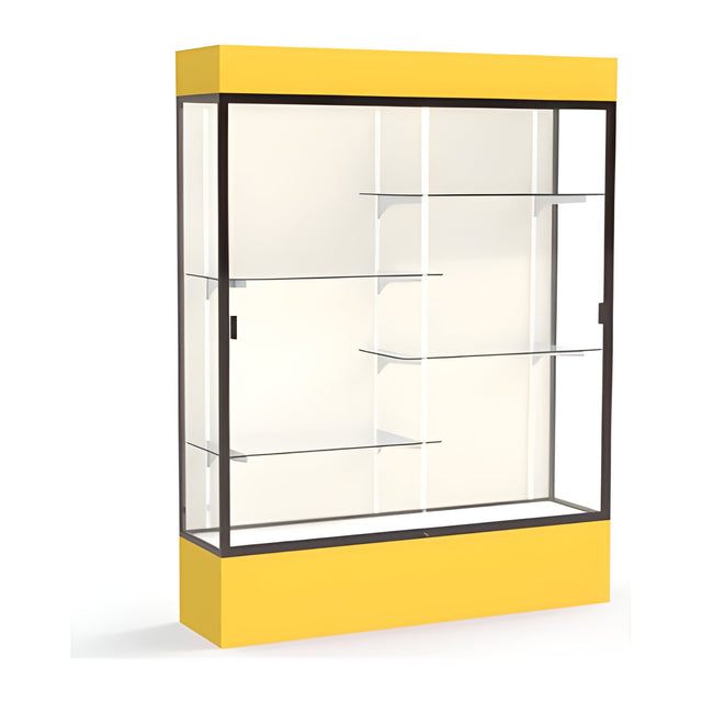 Spirit Goldenrod Display Case (Lighted), Plaque Fabric Back w/ Dark Bronze aluminum frame finish, 80"H x 60"W x 16"D