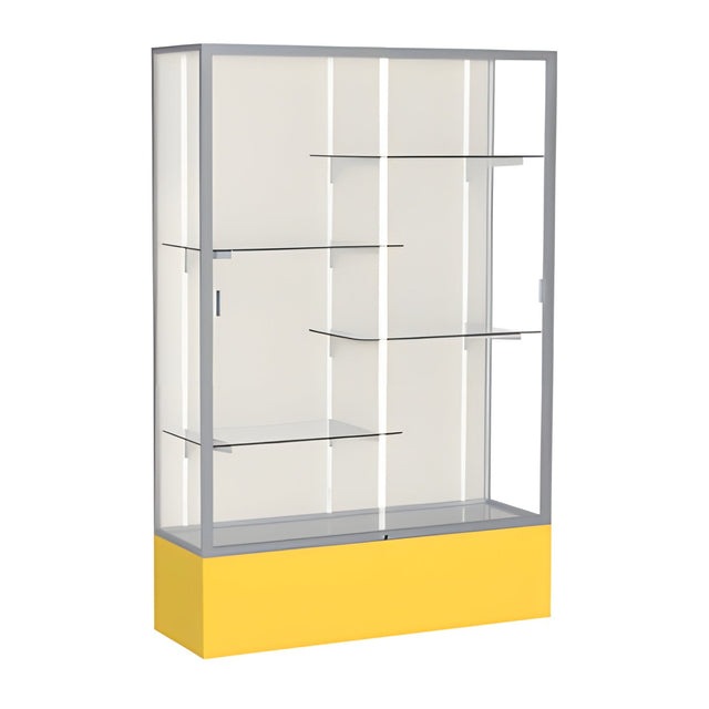 Spirit Goldenrod Display Case (Unighted), Plaque Fabric Back w/ Satin Natural aluminum frame finish, 72"H x 48"W x 16"D