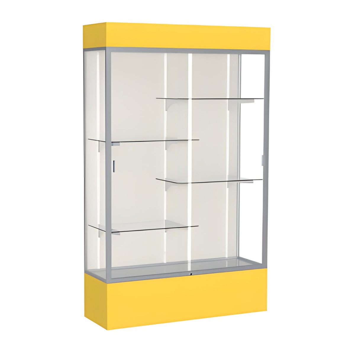 Spirit Goldenrod Display Case (Lighted), Plaque Fabric Back w/ Satin Natural aluminum frame finish, 80"H x 48"W x 16"D