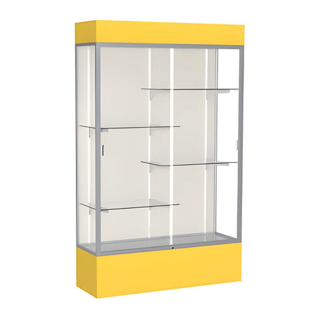 Spirit Goldenrod Display Case (Lighted), Plaque Fabric Back w/ Satin Natural aluminum frame finish, 80"H x 48"W x 16"D