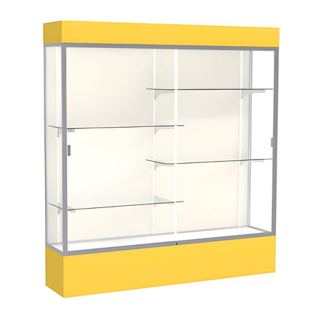 Spirit Goldenrod Display Case (Lighted), Plaque Fabric Back w/ Satin Natural aluminum frame finish, 80"H x 72"W x 16"D