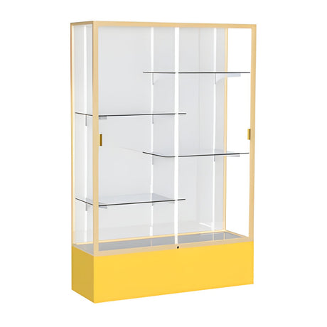 Spirit Goldenrod Display Case (Unighted), White Laminate Back w/ Champagne aluminum frame finish, 72"H x 48"W x 16"D