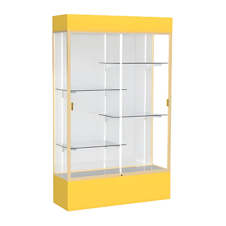 Spirit Goldenrod Display Case (Lighted), White Laminate Back w/ Champagne aluminum frame finish, 80"H x 48"W x 16"D