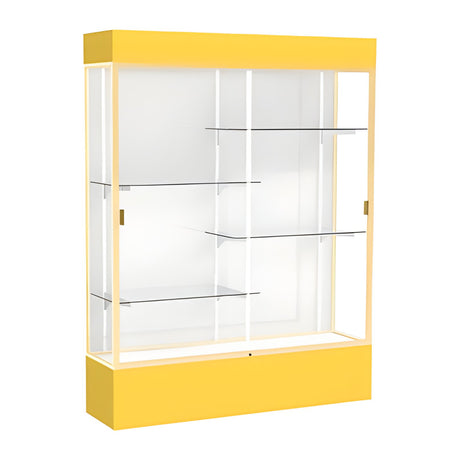 Spirit Goldenrod Display Case (Lighted), White Laminate Back w/ Champagne aluminum frame finish, 80"H x 60"W x 16"D