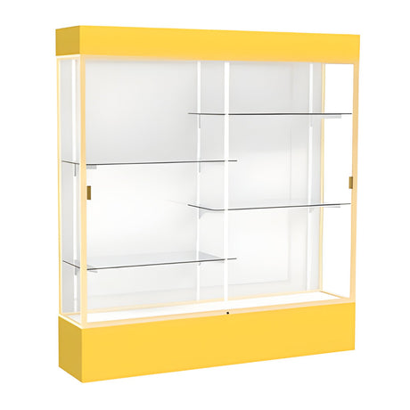 Spirit Goldenrod Display Case (Lighted), White Laminate Back w/ Champagne aluminum frame finish, 80"H x 72"W x 16"D