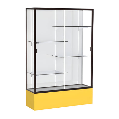 Spirit Goldenrod Display Case (Unighted), White Laminate Back w/ Dark Bronze aluminum frame finish, 72"H x 48"W x 16"D