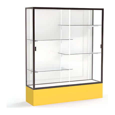 Spirit Goldenrod Display Case (Unighted), White Laminate Back w/ Dark Bronze aluminum frame finish, 72"H x 60"W x 16"D