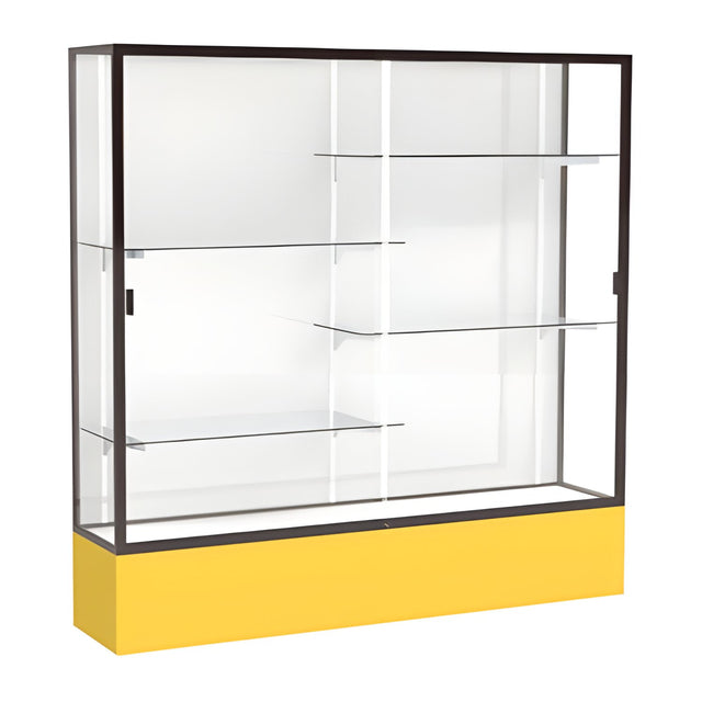Spirit Goldenrod Display Case (Unighted), White Laminate Back w/ Dark Bronze aluminum frame finish, 72"H x 72"W x 16"D