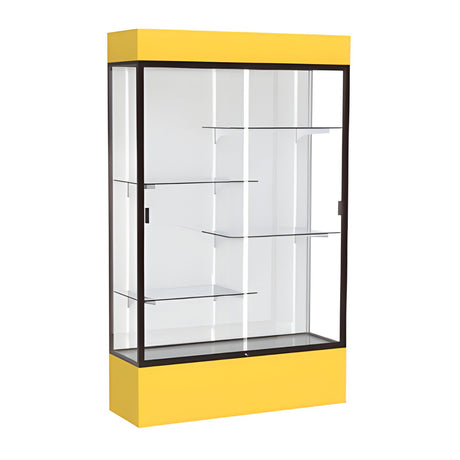 Spirit Goldenrod Display Case (Lighted), White Laminate Back w/ Dark Bronze aluminum frame finish, 80"H x 48"W x 16"D