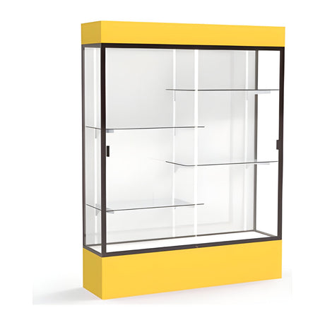 Spirit Goldenrod Display Case (Lighted), White Laminate Back w/ Dark Bronze aluminum frame finish, 80"H x 60"W x 16"D