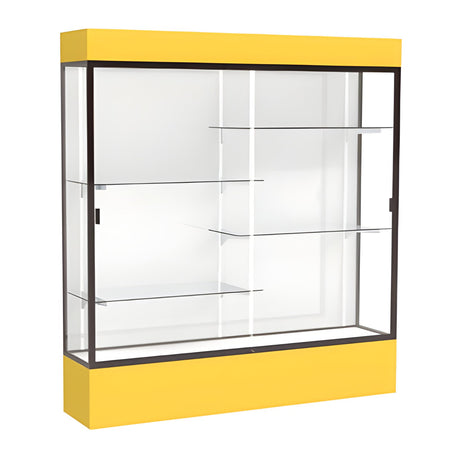Spirit Goldenrod Display Case (Lighted), White Laminate Back w/ Dark Bronze aluminum frame finish, 80"H x 72"W x 16"D