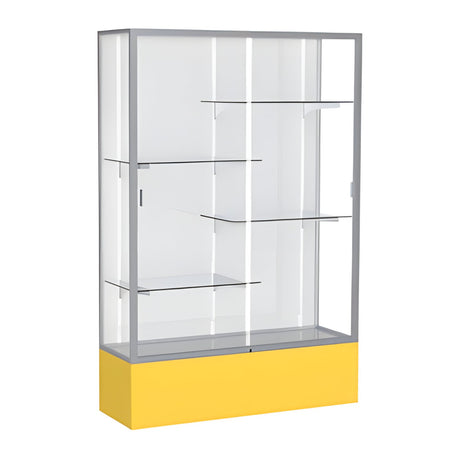 Spirit Goldenrod Display Case (Unighted), White Laminate Back w/ Satin Natural aluminum frame finish, 72"H x 48"W x 16"D
