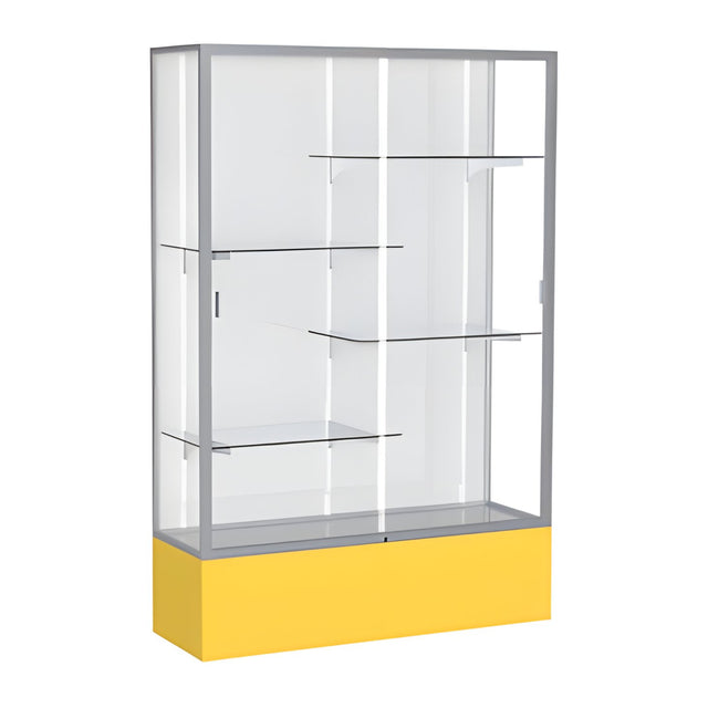 Spirit Goldenrod Display Case (Unighted), White Laminate Back w/ Satin Natural aluminum frame finish, 72"H x 48"W x 16"D