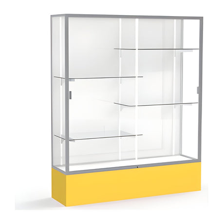 Spirit Goldenrod Display Case (Unighted), White Laminate Back w/ Satin Natural aluminum frame finish, 72"H x 60"W x 16"D