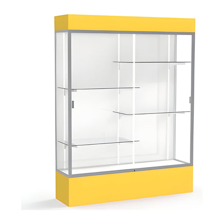 Spirit Goldenrod Display Case (Lighted), White Laminate Back w/ Satin Natural aluminum frame finish, 80"H x 60"W x 16"D