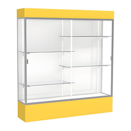 Spirit Goldenrod Display Case (Lighted), White Laminate Back w/ Satin Natural aluminum frame finish, 80"H x 72"W x 16"D