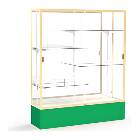Spirit Kelly Green Display Case (Unighted), Mirror Back w/ Champagne aluminum frame finish, 72"H x 60"W x 16"D