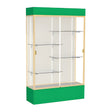Spirit Kelly Green Display Case (Lighted), Plaque Fabric Back w/ Champagne aluminum frame finish, 80"H x 48"W x 16"D