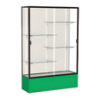 Spirit Kelly Green Display Case (Unighted), Plaque Fabric Back w/ Dark Bronze aluminum frame finish, 72"H x 48"W x 16"D