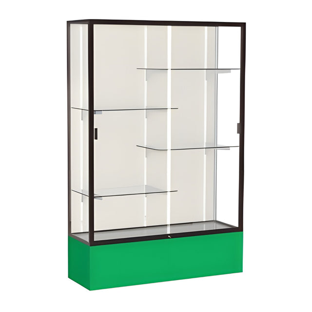 Spirit Kelly Green Display Case (Unighted), Plaque Fabric Back w/ Dark Bronze aluminum frame finish, 72"H x 48"W x 16"D