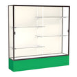Spirit Kelly Green Display Case (Unighted), Plaque Fabric Back w/ Dark Bronze aluminum frame finish, 72"H x 72"W x 16"D