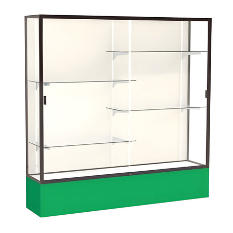 Spirit Kelly Green Display Case (Unighted), Plaque Fabric Back w/ Dark Bronze aluminum frame finish, 72"H x 72"W x 16"D