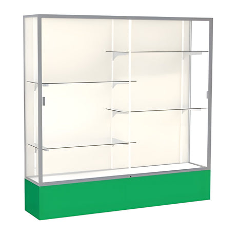 Spirit Kelly Green Display Case (Unighted), Plaque Fabric Back w/ Satin Natural aluminum frame finish, 72"H x 72"W x 16"D