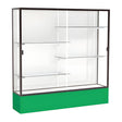 Spirit Kelly Green Display Case (Unighted), White Laminate Back w/ Dark Bronze aluminum frame finish, 72"H x 72"W x 16"D