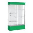 Spirit Kelly Green Display Case (Lighted), White Laminate Back w/ Satin Natural aluminum frame finish, 80"H x 48"W x 16"D