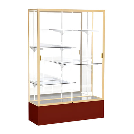 Spirit Maroon Display Case (Unighted), Mirror Back w/ Champagne aluminum frame finish, 72"H x 48"W x 16"D
