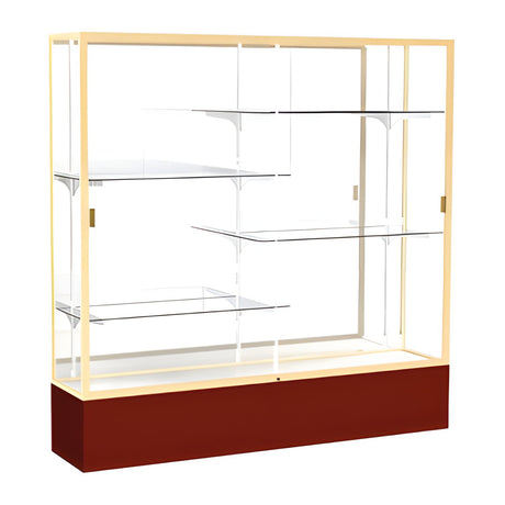 Spirit Maroon Display Case (Unighted), Mirror Back w/ Champagne aluminum frame finish, 72"H x 72"W x 16"D