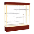 Spirit Maroon Display Case (Lighted), Mirror Back w/ Champagne aluminum frame finish, 80"H x 72"W x 16"D