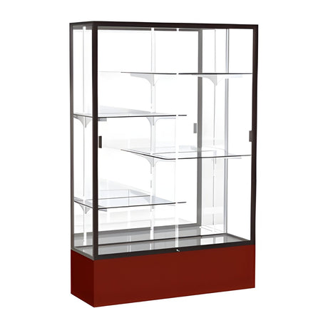Spirit Maroon Display Case (Unighted), Mirror Back w/ Dark Bronze aluminum frame finish, 72"H x 48"W x 16"D