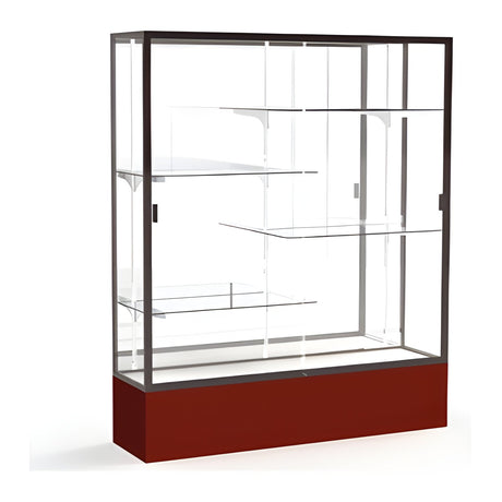 Spirit Maroon Display Case (Unighted), Mirror Back w/ Dark Bronze aluminum frame finish, 72"H x 60"W x 16"D