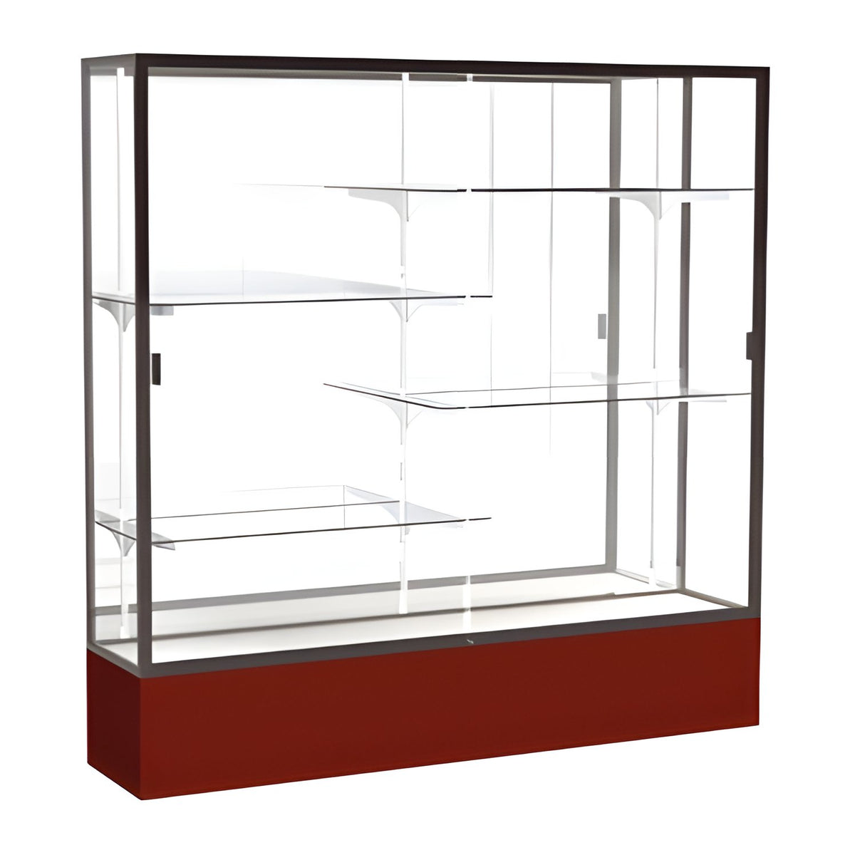 Spirit Maroon Display Case (Unighted), Mirror Back w/ Dark Bronze aluminum frame finish, 72"H x 72"W x 16"D