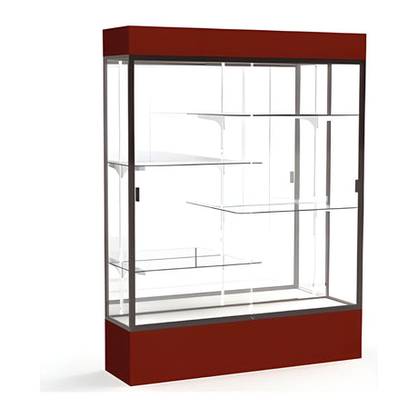 Spirit Maroon Display Case (Lighted), Mirror Back w/ Dark Bronze aluminum frame finish, 80"H x 60"W x 16"D