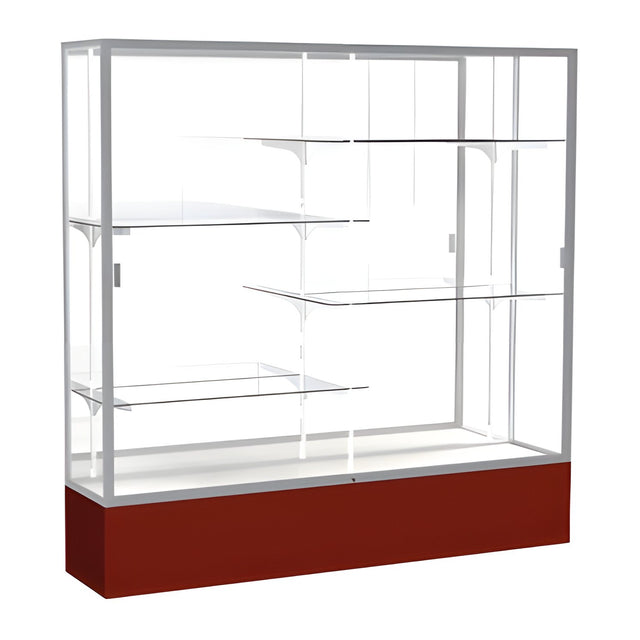 Spirit Maroon Display Case (Unighted), Mirror Back w/ Satin Natural aluminum frame finish, 72"H x 72"W x 16"D