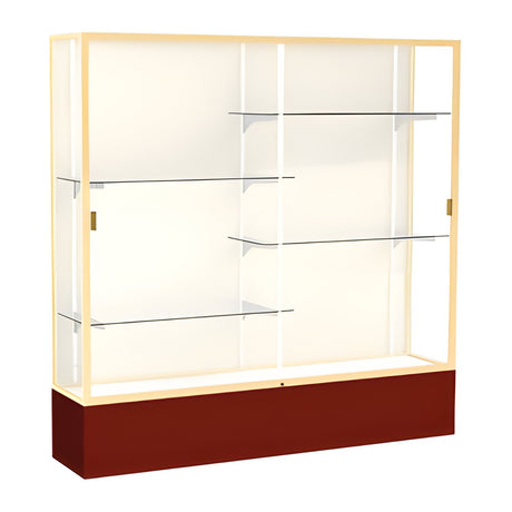 Spirit Maroon Display Case (Unighted), Plaque Fabric Back w/ Champagne aluminum frame finish, 72"H x 72"W x 16"D
