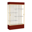 Spirit Maroon Display Case (Lighted), Plaque Fabric Back w/ Champagne aluminum frame finish, 80"H x 48"W x 16"D