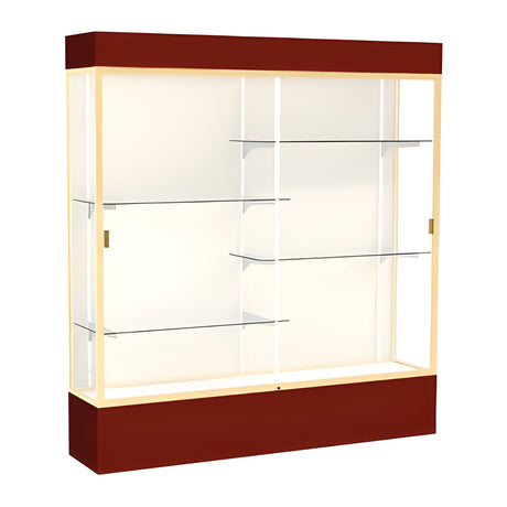 Spirit Maroon Display Case (Lighted), Plaque Fabric Back w/ Champagne aluminum frame finish, 80"H x 72"W x 16"D