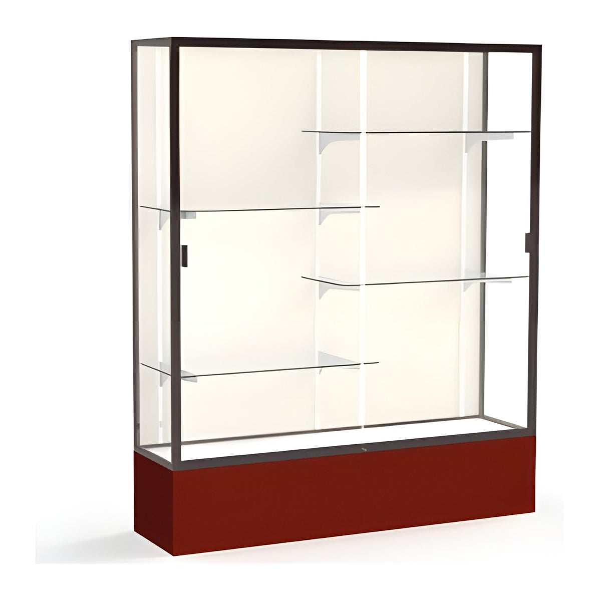 Spirit Maroon Display Case (Unighted), Plaque Fabric Back w/ Dark Bronze aluminum frame finish, 72"H x 60"W x 16"D