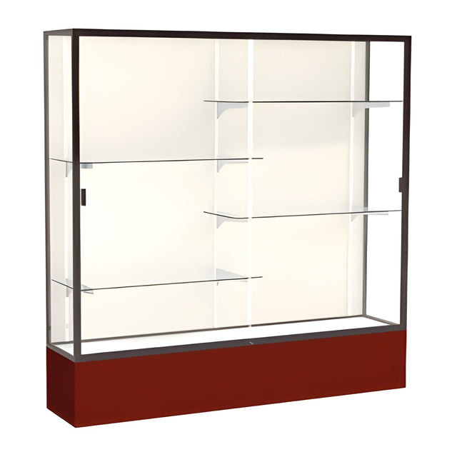 Spirit Maroon Display Case (Unighted), Plaque Fabric Back w/ Dark Bronze aluminum frame finish, 72"H x 72"W x 16"D
