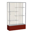 Spirit Maroon Display Case (Unighted), Plaque Fabric Back w/ Satin Natural aluminum frame finish, 72"H x 48"W x 16"D
