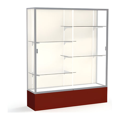 Spirit Maroon Display Case (Unighted), Plaque Fabric Back w/ Satin Natural aluminum frame finish, 72"H x 60"W x 16"D
