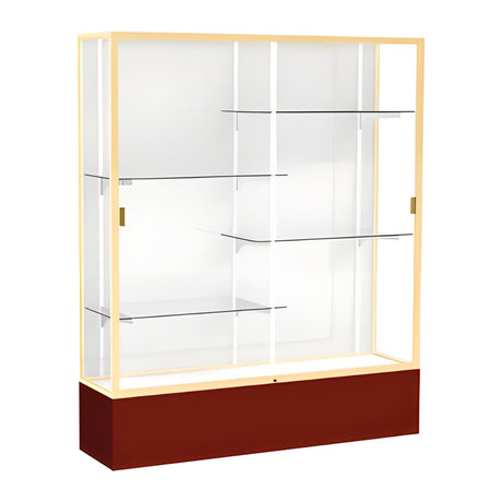 Spirit Maroon Display Case (Unighted), White Laminate Back w/ Champagne aluminum frame finish, 72"H x 60"W x 16"D
