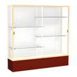 Spirit Maroon Display Case (Unighted), White Laminate Back w/ Champagne aluminum frame finish, 72"H x 72"W x 16"D