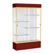 Spirit Maroon Display Case (Lighted), White Laminate Back w/ Champagne aluminum frame finish, 80"H x 48"W x 16"D