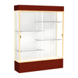 Spirit Maroon Display Case (Lighted), White Laminate Back w/ Champagne aluminum frame finish, 80"H x 60"W x 16"D